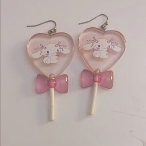 Cinnamaroll Heart Lolipop Dangle Earrings